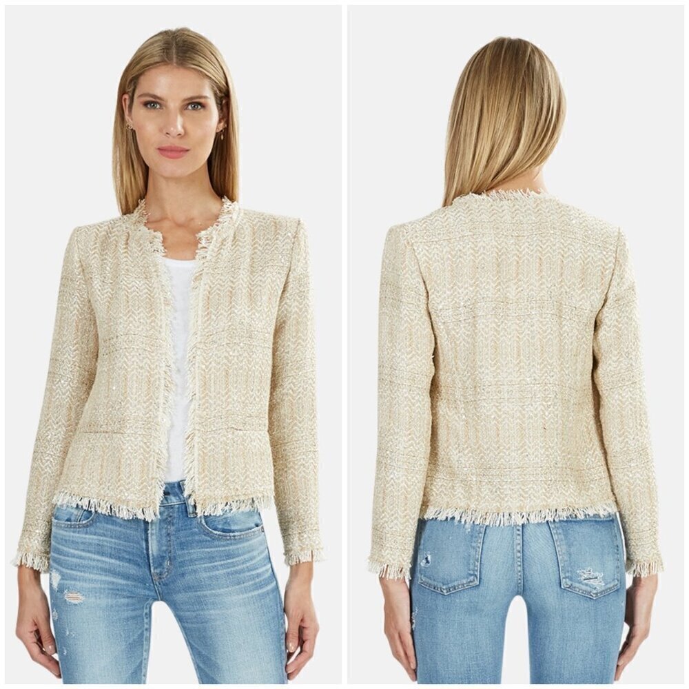 💕IRO💕 Uptown Sparkle Tweed Jacket ~ Beige Bronze EU 34 NWT